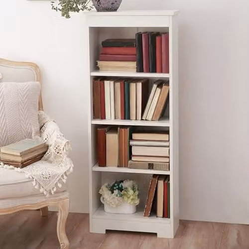 Core Products Erin White and Silver Low Narrow Scandinavian Metal Bookcase – 2