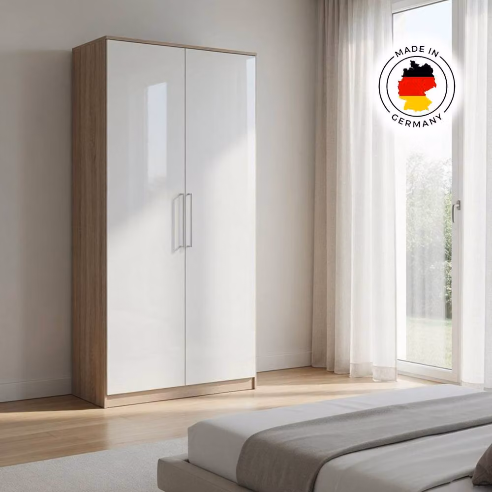 KDMD Gamma Oak and White 2 Door Wardrobe in Brown – 3