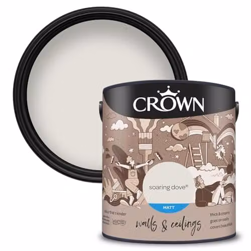 Crown Walls & Ceilings Dove Grey Matt Emulsion Paint 2.5L – 1