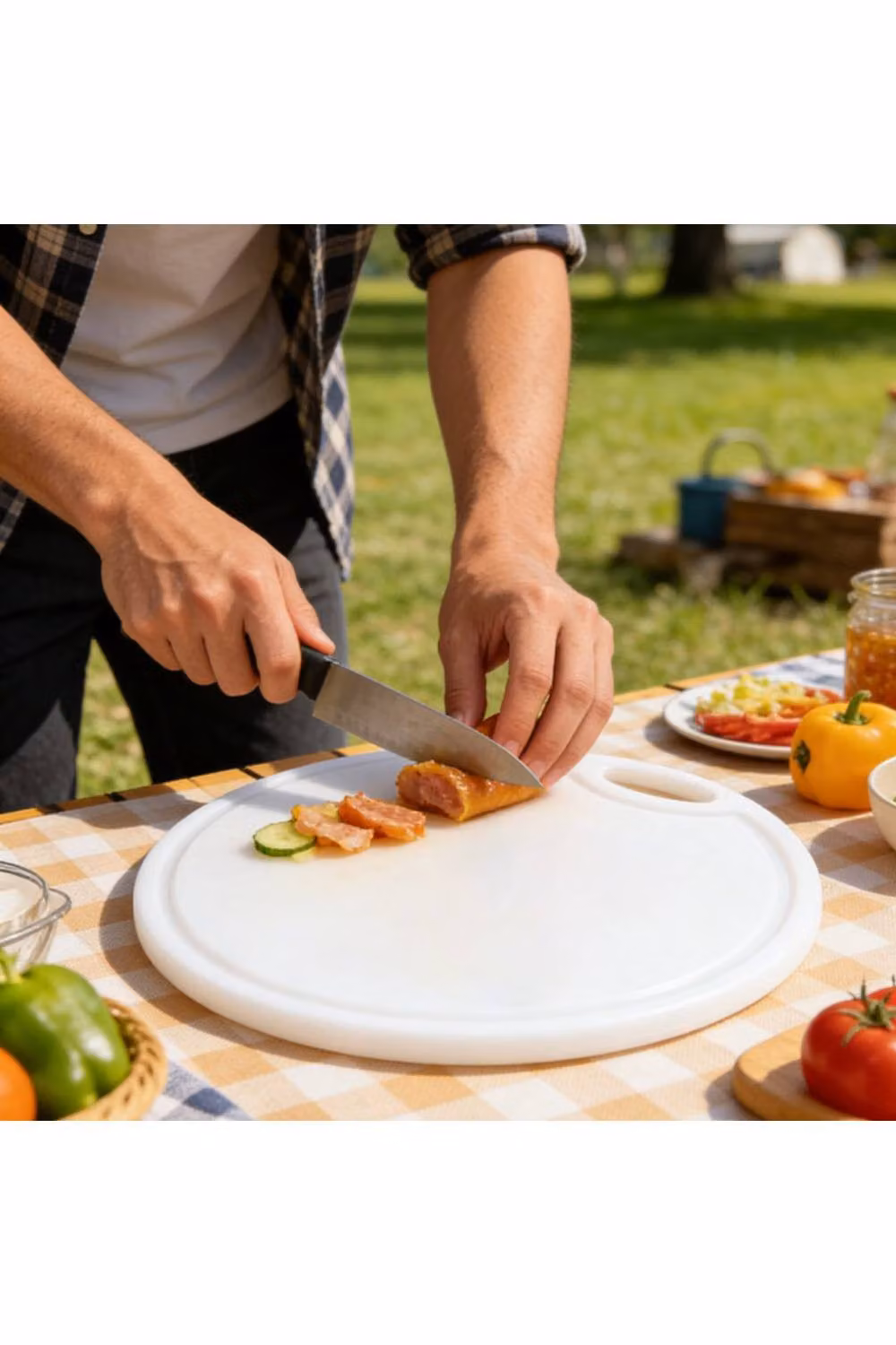 KDMD Round White Plastic Reversible Chopping Board – 2