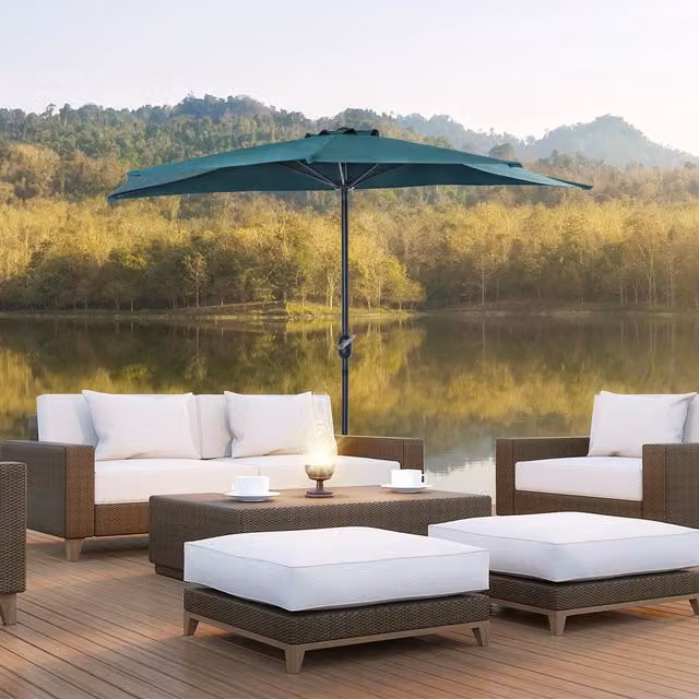 Outsunny Half Round Balcony Parasol Sun Shade in Green