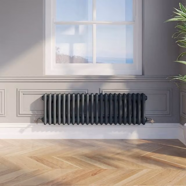 Temprazo Anthracite Steel Wall Mounted Radiator H: 119 cm, W: 30 cm, D: 10 cm