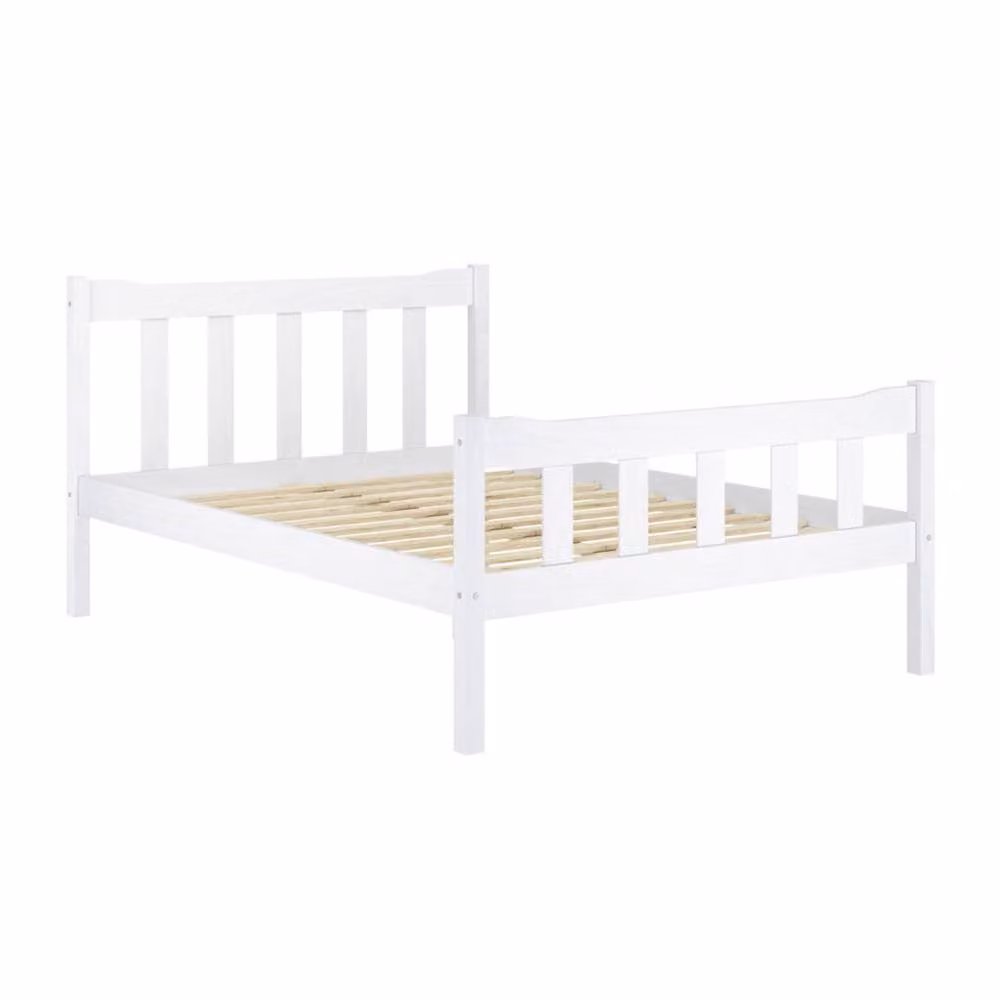 Wyld Haus Tralee Double Bed in White Washed Pine with Slatted Headboard, W/D/H: 140 x 200 cm – 2