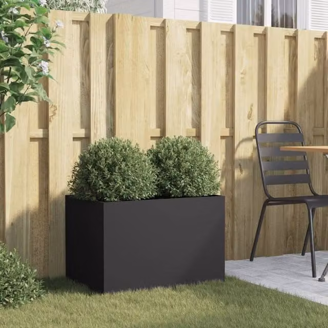 Berkfield Home Steel Planter Tub, Black, W: 62 cm, D: 40 cm, H: 39 cm