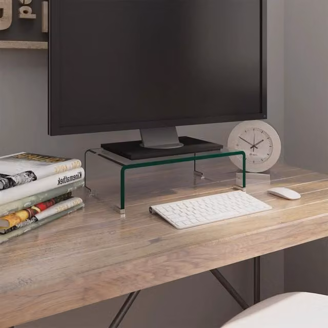 Berkfield Home Clear Glass TV Stand and Monitor Riser, W/D/H: 40 x 25 x 11 cm – 1