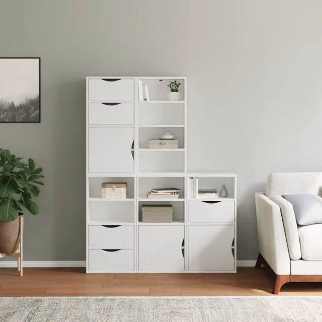 Berkfield Home ODDA Side Cabinets, 5 Piece Set in White Solid Wood Pine, W: 40 cm, D: 24 cm, H: 79 cm