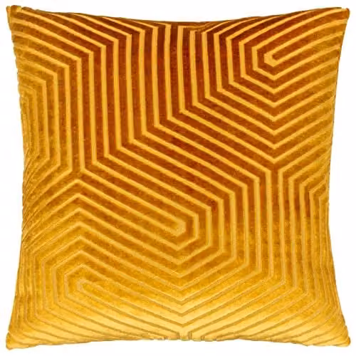 Paoletti Evoke Gold Velvet Square Cushion with Polyester Filling, W/D/H: 45 x 45 x 45 cm – 1