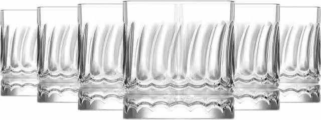 LAV Wave Geometric Whisky Tumbler Glasses, Clear, 330ml, Pack of 6 – 1