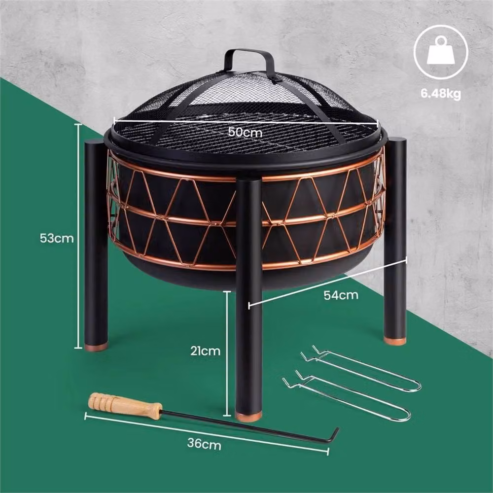 Nordara 2-in-1 Black Metal Fire Pit and BBQ Cooking Grill, Diameter: 100 cm, Height: 15 cm – 2