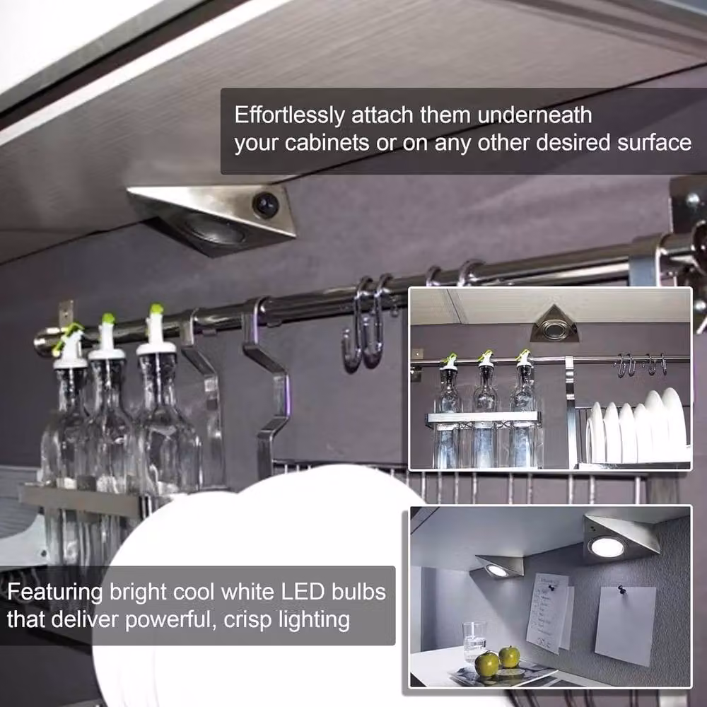 ATEK 9 Pack Dimmable LED Under Cabinet Lights with Motion Sensor, Magnetic Stick On Kitchen and Wardrobe Lights, Silver – 4