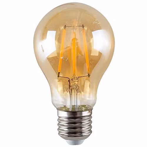 MiniSun Pack of 3 Amber 4W LED Filament GLS Globe Bulbs, E27, Warm White 2700K