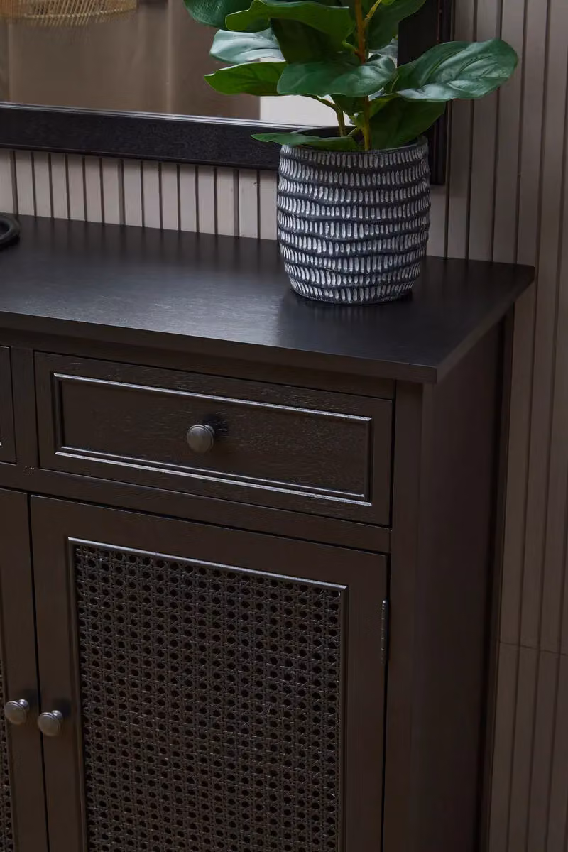 Orsina 2 Drawer Colonial Pine Wood Cabinet in Black – 2
