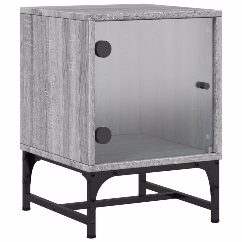 Berkfield Home Set of 2 Bedside Cabinets with Glass Doors in Grey Sonoma, W/D/H: 35 x 37 x 50 cm – 3