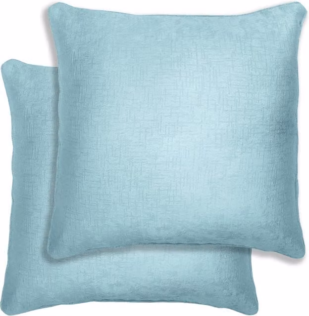 Enhanced Living Pair of Vogue Textured Square Cushion Covers, Blue, W/D/H: 43 x 43 x 43 cm