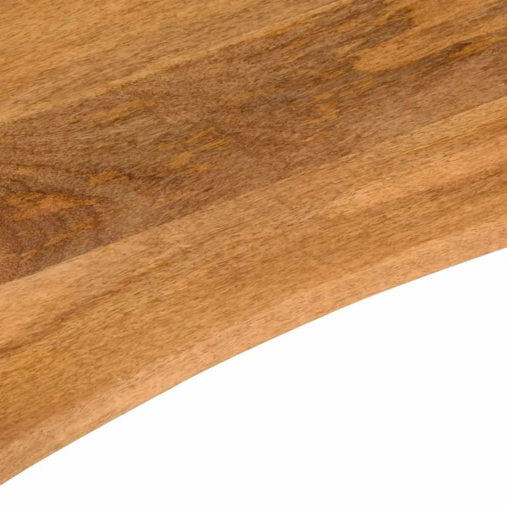 Berkfield Home Beautiful Curved Desk Top in Brown Solid Rough Mango Wood, W: 80 cm, D: 60 cm, H: 2.5 cm – 3