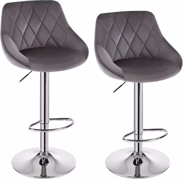 FORGEVIO Set of 2 Modern Metal Bar Stools in Grey with 360 Degree Swivel – 1