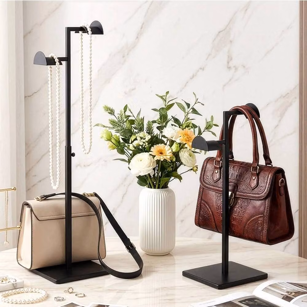 Havendro Adjustable Black Purse Stand with 2 Hooks and Heavy Anti-Slip Base – 4