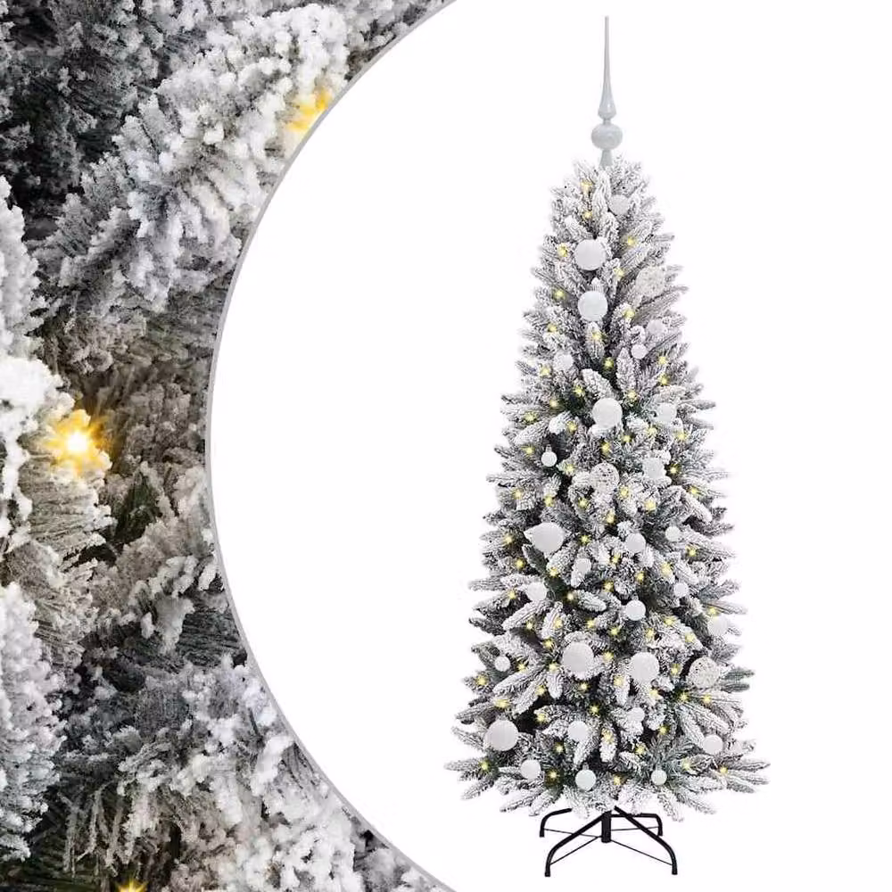 Berkfield Home Green Artificial Christmas Tree with 150 White LEDs, W/D/H: 53 x 53 x 120 cm – 3