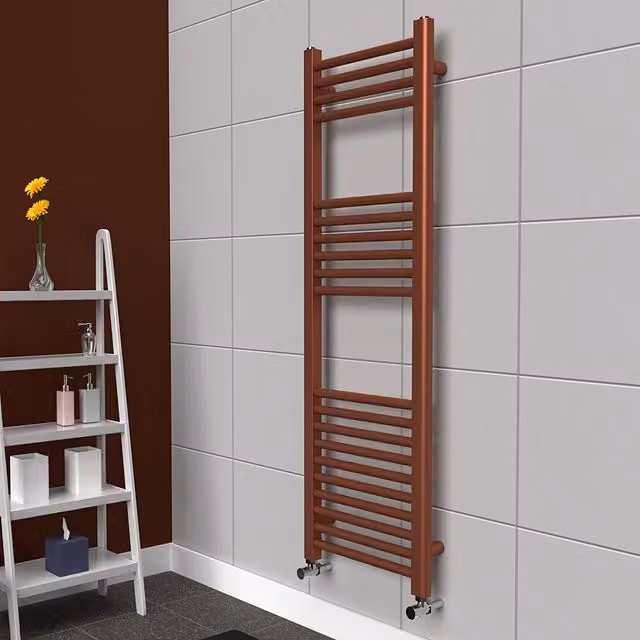 Lux Heat Wall Mounted Steel Towel Rail in Bronze, W/H: 120 x 40 cm