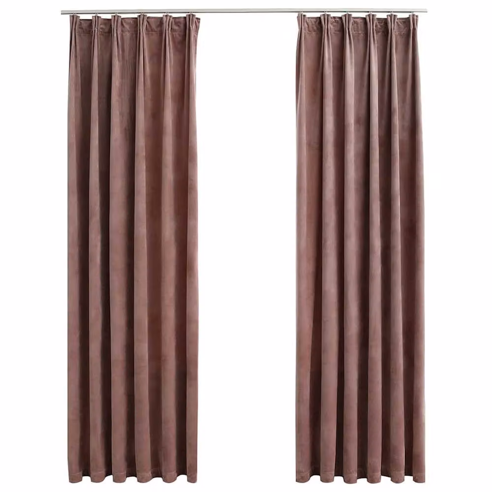 Berkfield Home Elegant Velvet Blackout Curtains, 2 Pack, Antique Pink – 3