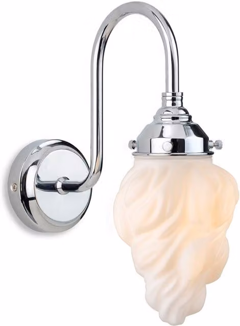 Firstlight Flame Wall Light in Chrome with White Glass, IP44
