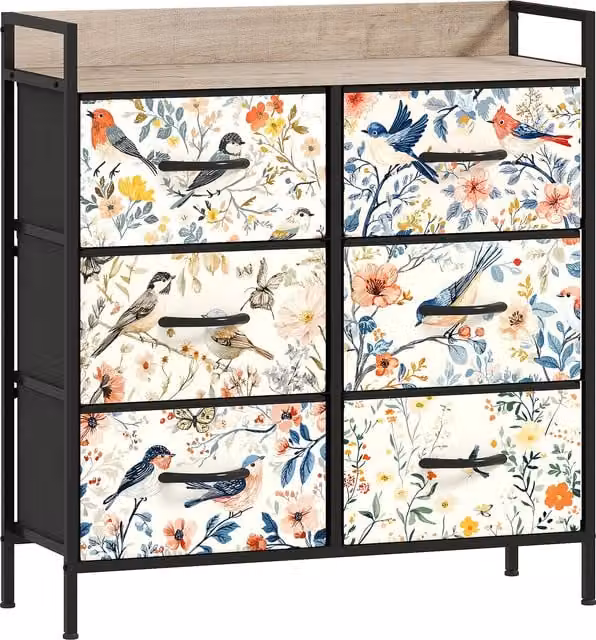 HOMCOM Modern White Metal 6-Drawer Chest of Drawers – 1