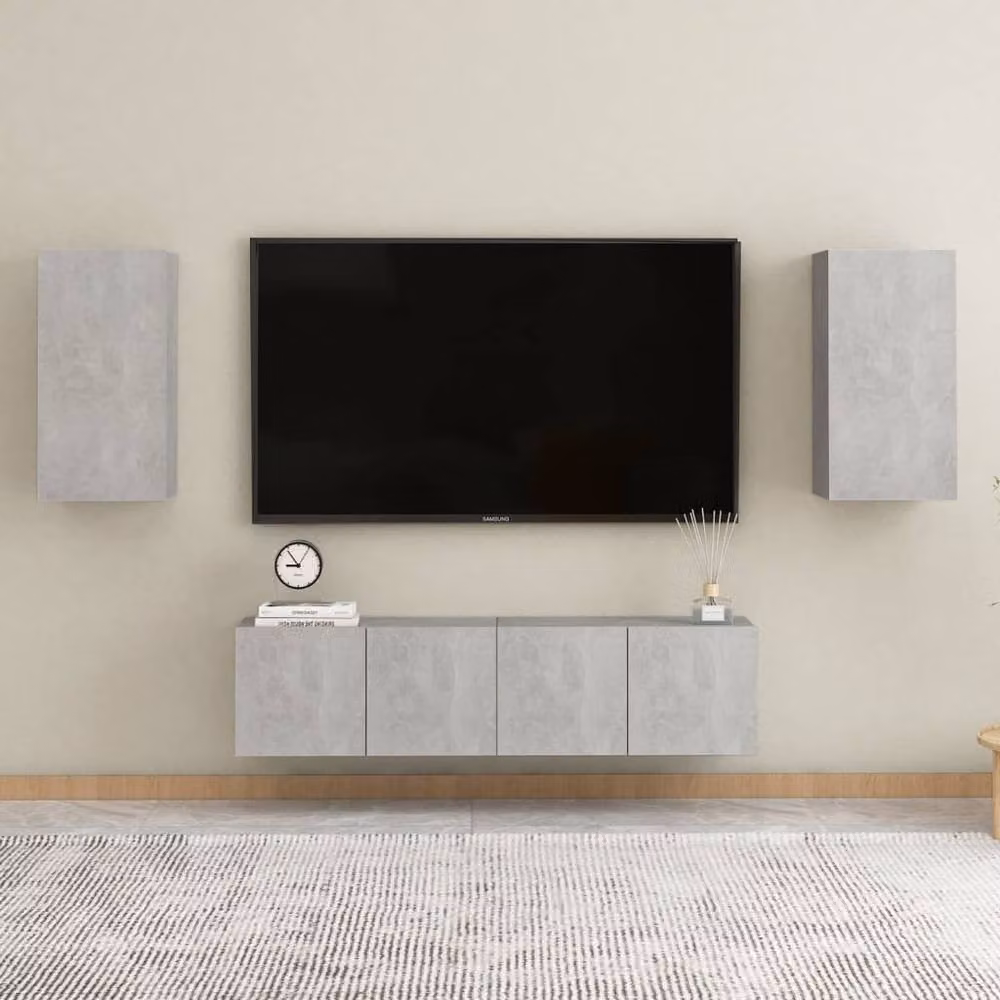 Berkfield Home 4 Piece Modern TV Cabinet Set in Grey Matt MDF – 2