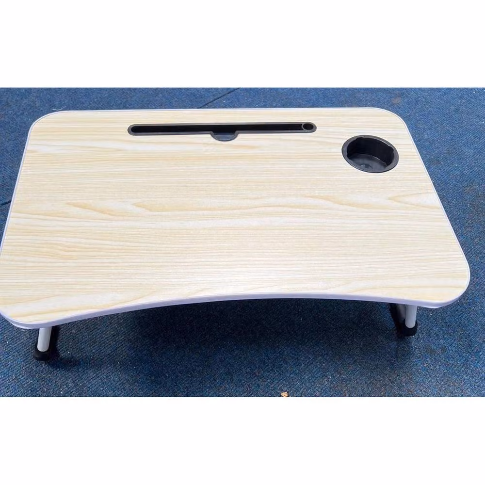 Kelvenix Foldable Oak Wood Laptop Table in Beige, W: 60.0 cm, D: 40.0 cm, H: 26.0 cm – 2