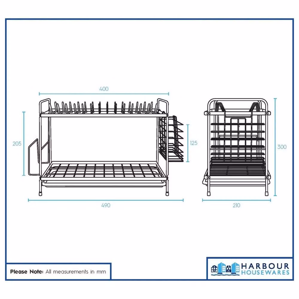 NESTLUNE Metal 2-Tier Dish Drainer Rack with Drip Tray and Cutlery Holder, Black, W: 30 cm, D: 15 cm, H: 15 cm – 2