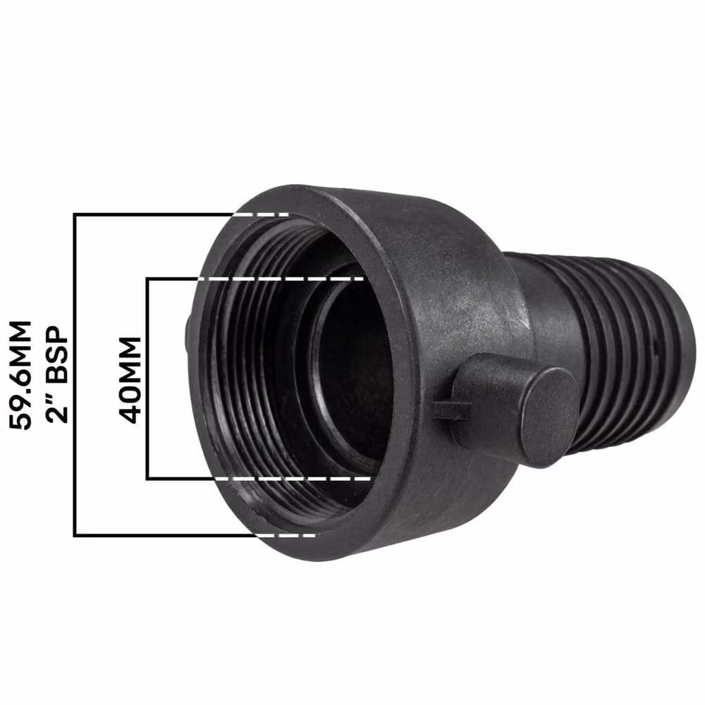 SPETLEK Female Straight Hose Adapter Connector for Pump Filter Tank, Black, 50 mm – 2