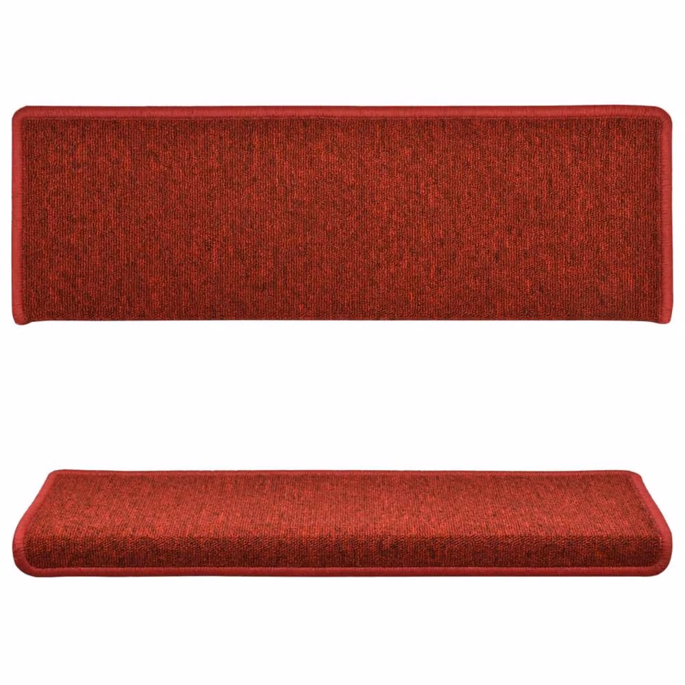 Berkfield Home Self-Adhesive Non-Slip Carpet Stair Treads, 15 Pieces, Red, W: 65 cm, D: 21 cm, H: 4 cm – 3