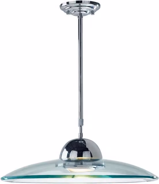Där Lighting HEM8650 Suspended Modern Dome Pendant Light in Silver and Chrome with Transparent Glass