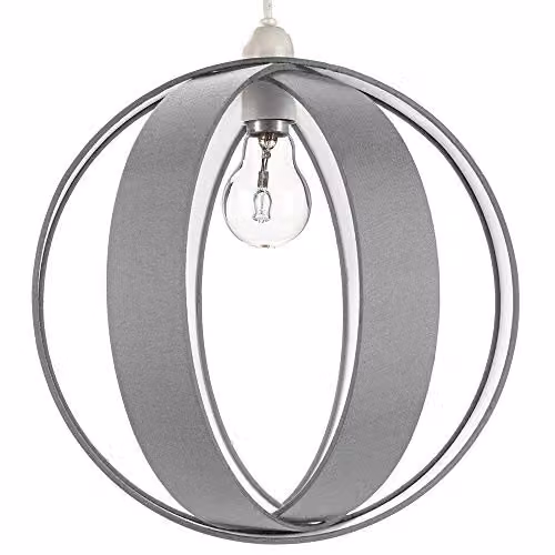 Happy Homewares Modern Grey Faux Silk Fabric Cocoon Globe Design Ceiling Pendant Light Shade, Diameter: 30 cm