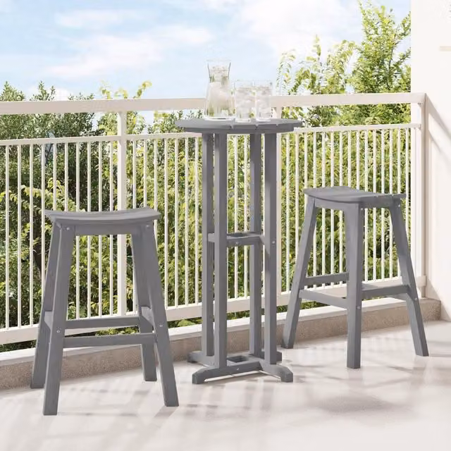 Berkfield Home Set of 2 Light Grey HDPE Bar Stools