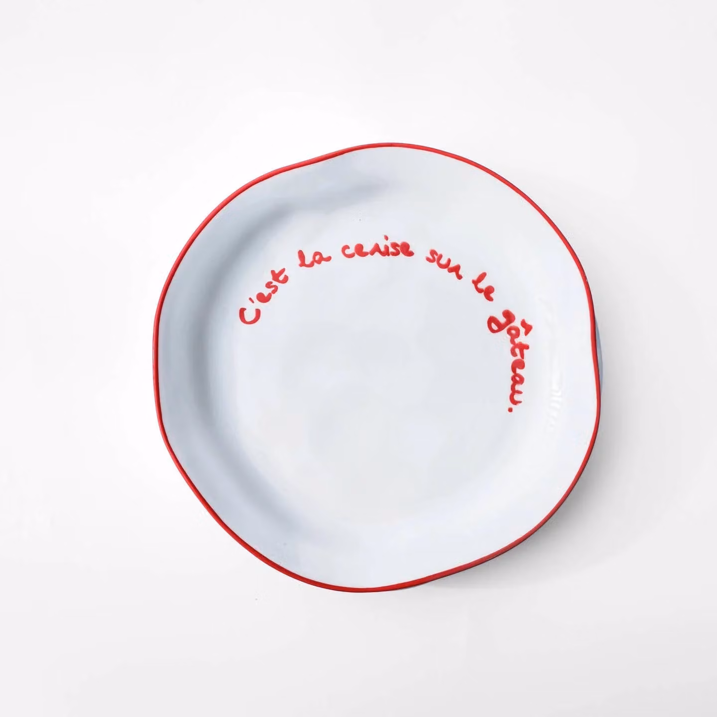 Maegen C'est La Cerise Sur Le Gateau Stoneware Side Plate, White, Diameter: 20.5 cm