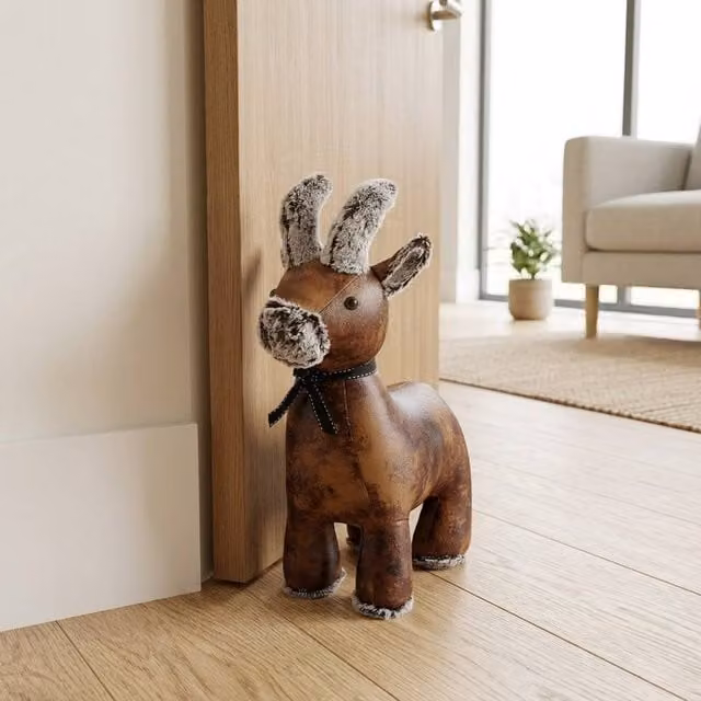 Garden Greatness Faux Leather Goat Home Doorstop in Brown and Multicolour