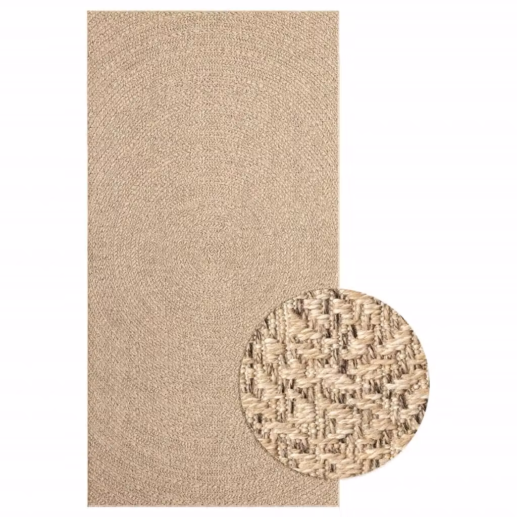 Berkfield Home Jute Look Indoor and Outdoor Round Rug in Brown and Beige, W: 80 cm, D: 80 cm – 2