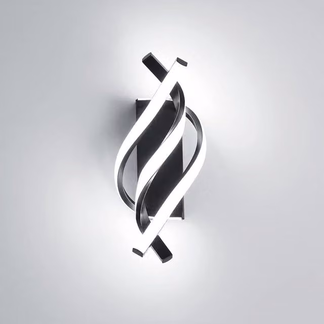 COMELY Modern Spiral LED Indoor Wall Light, 22W, Black, 6500K Cool White
