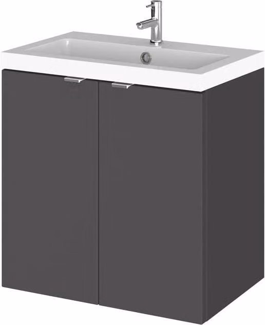 Balterley Alrewas 2 Door Wall Hung Gloss Grey Vanity Basin Unit, Width: 50 cm – 1