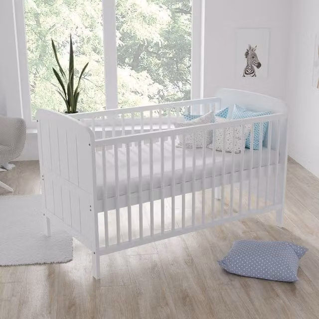 Love For Sleep Maddox Cot Bed in White Solid Pine Wood, W/D/H: 140 x 70 cm