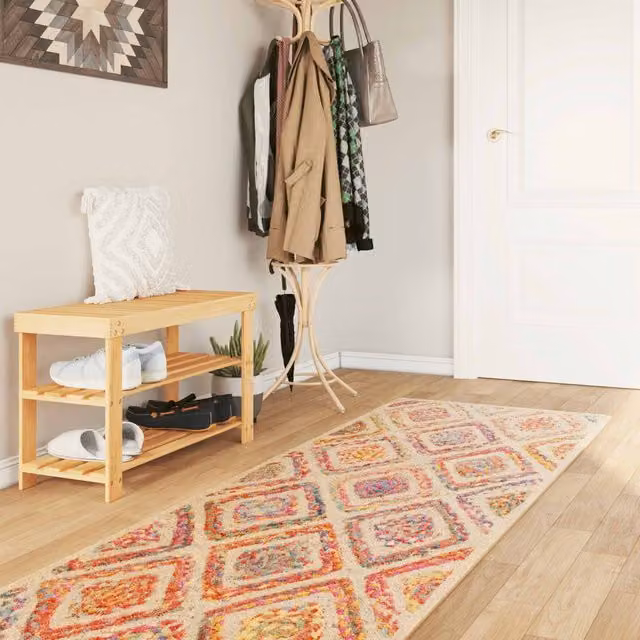 Berkfield Home Washable Multicolour Boho Anti Slip Rug W: 80 cm, L: 300 cm – 1