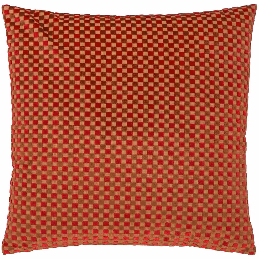 Furn Red Checkered Velvet Jacquard Square Cushion, 45 x 45 cm – 2
