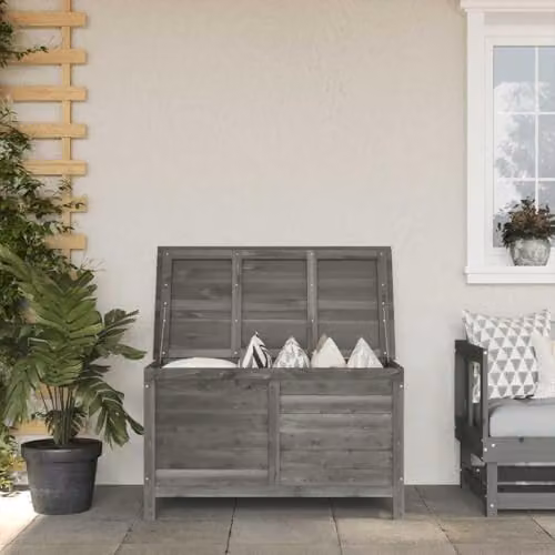 vidaXL Garden Storage Box in Anthracite, Solid Fir Wood, W/D/H: 99 x 49.5 x 58.5 cm – 2