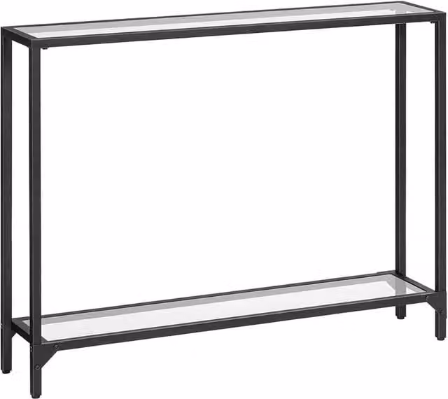 Nordara Black Tempered Glass Console Table for Hallways and Sofas, W: 100 cm, D: 15 cm, H: 15 cm – 1