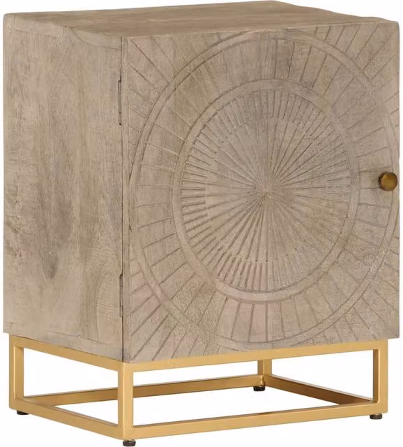 Berkfield Home Industrial Mango Wood and Iron Bedside Cabinet in Brown, W/D/H: 40 x 30 x 50 cm
