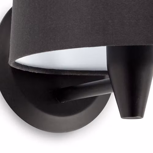 Netlighting Conga Black Wall Light with Fabric Shade and E27 Bulb Holder, W/D/H: 21.5 x 16.0 x 18.0 cm – 2