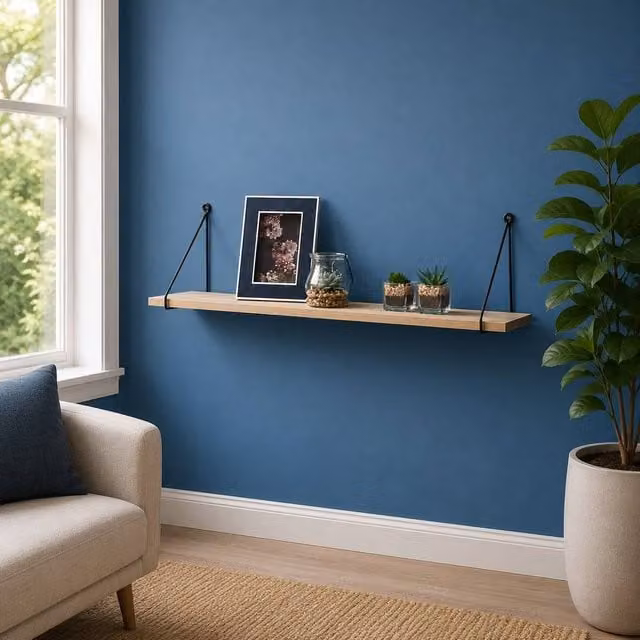 SPOT ON DEALZ Industrial Oak Floating Wall Shelf with Black Metal Frame, W: 80 cm – 1