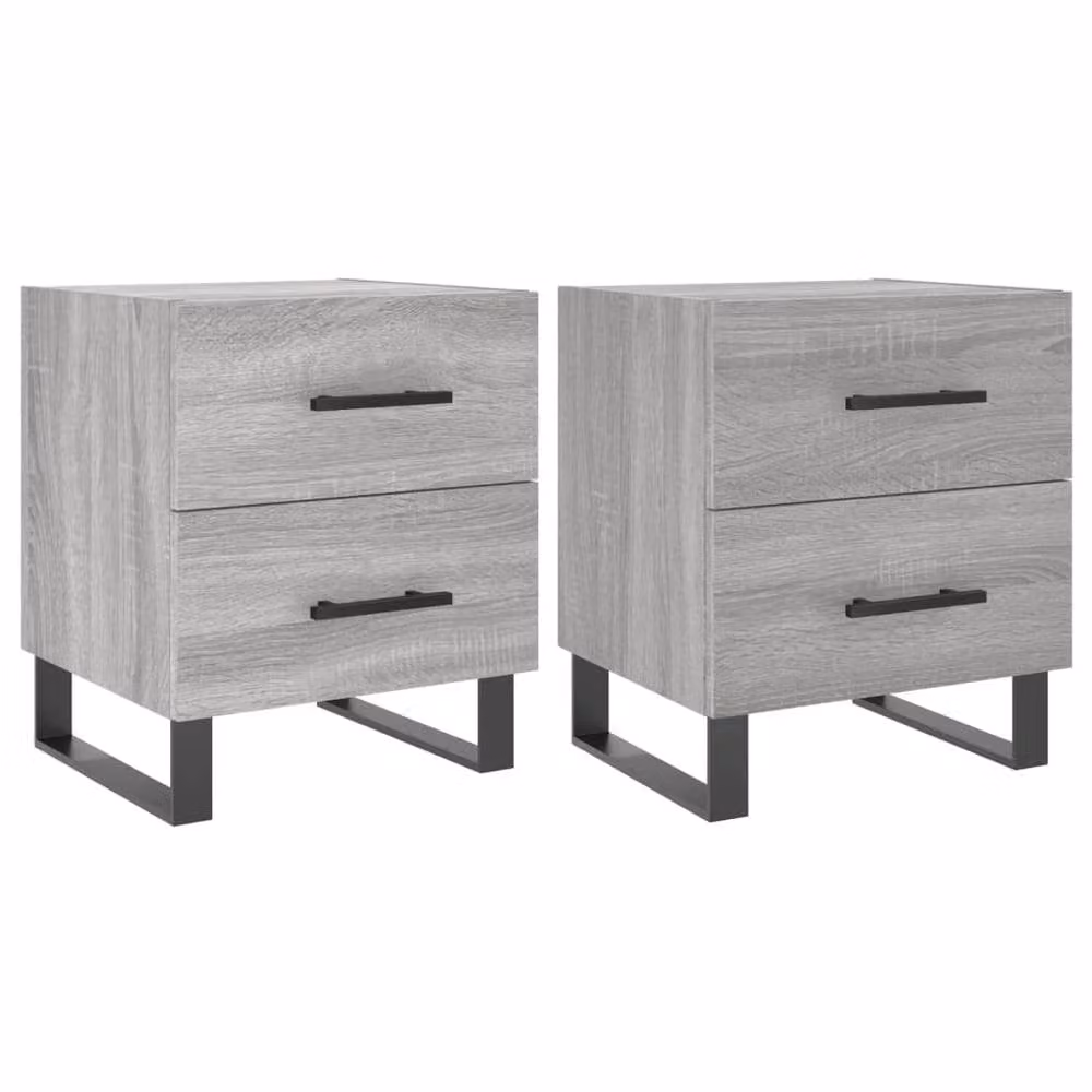 Berkfield Home Set of 2 Grey Sonoma Bedside Cabinets, W/D/H: 40 x 35 x 47.5 cm