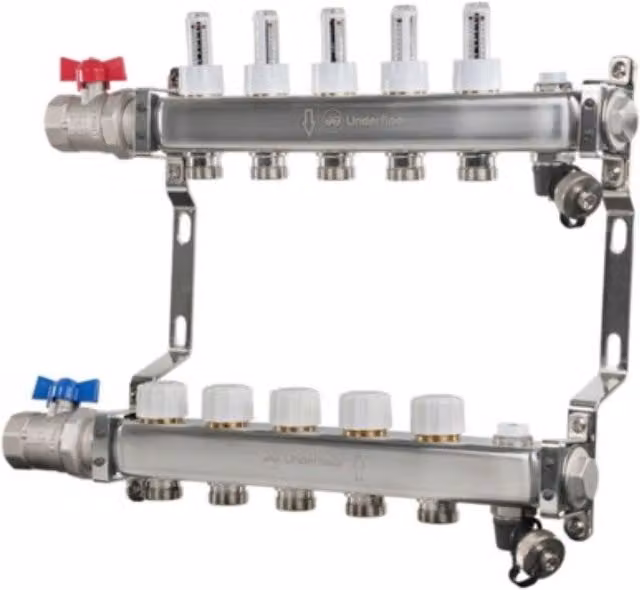 John Guest Speedfit UFH Euroconus Manifold BVAL 5 Port JGUFHMAN5E Grey