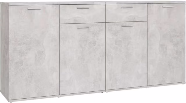 Berkfield Home Concrete Grey Sideboard in Engineered Wood, W/D/H: 160 x 36 x 75 cm